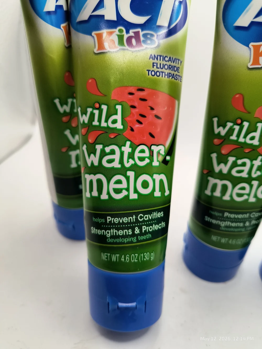 ACT Kids Anti cavity Fluoride Toothpaste 3 Pack Wild Watermelon Sealed 1/27